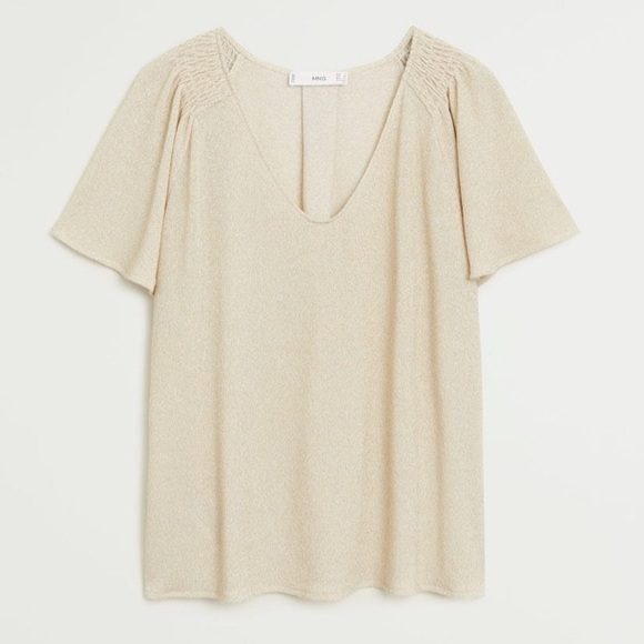 MANGO Gathered sleeves t-shirt - Picture 5 of 9